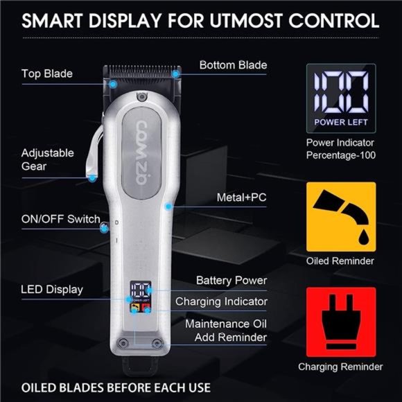 Hair Clippers for Men, Cordless Barber Clippers Professional Hair Cutting Kit - Picture 2 of 6